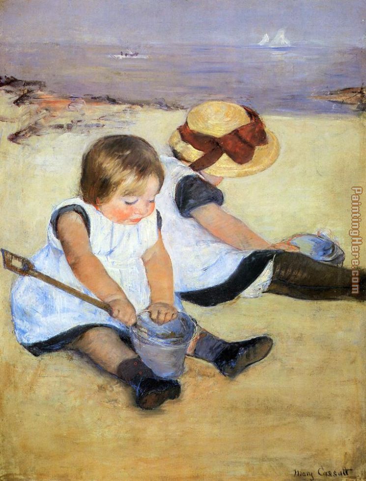 Children Playing On The Beach painting - Mary Cassatt Children Playing On The Beach art painting